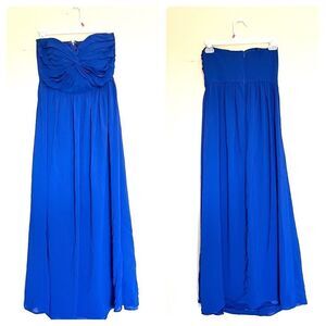 Minuet Royal Blue Strapless Sweetheart Neckline Bridesmaid Maxi Dress